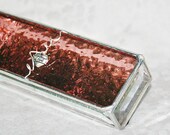 Dusky Rose Pink Stained Glass Box 2x6 w/ Pewter-cast Love Heart Charm Handmade Valentines Day