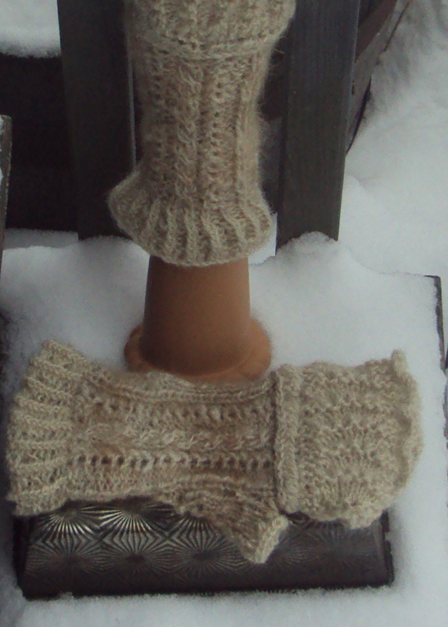 Hand Spun Mock Cable Hand and Wrist Warmers
