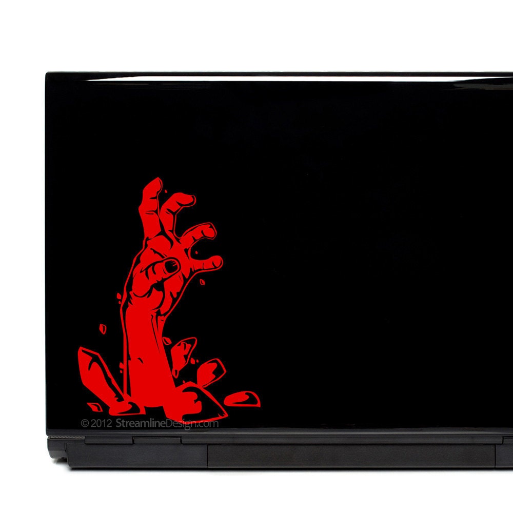 Zombie Hand Vinyl Laptop Art. FREE SHIPPING.