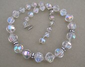 Aurora Borealis Crystal Bead Necklace Vintage Rhinestone