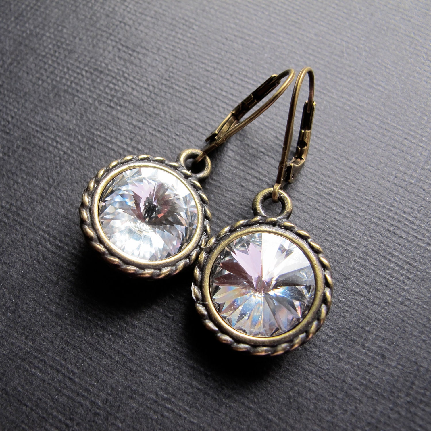 Swarovski Crystal and Brass Earrings...April