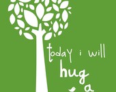 Tree Hugger (lime green and white) - Live For Today Series - 8x10 Art Print