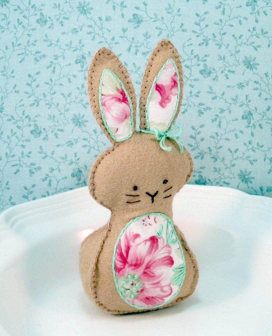 Small Stuffed Easter Bunny Wool