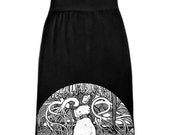 Wmns Modal-Cotton Pencil Skirt feat. Daphne print in White - Available in 3 Colors - S-XL