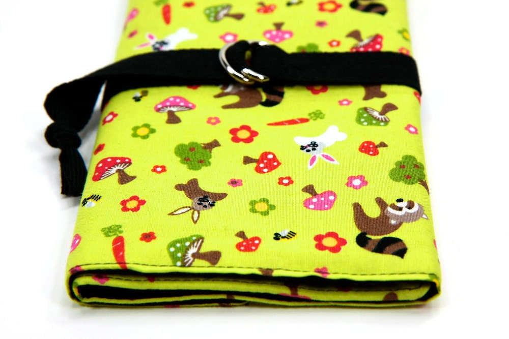 SHORT dpn or circular Knitting Needle Organizer Case - Zippee - 24 black pockets