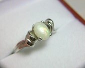 Genuine White Opal Ring Art Deco Sterling Silver Birthstone