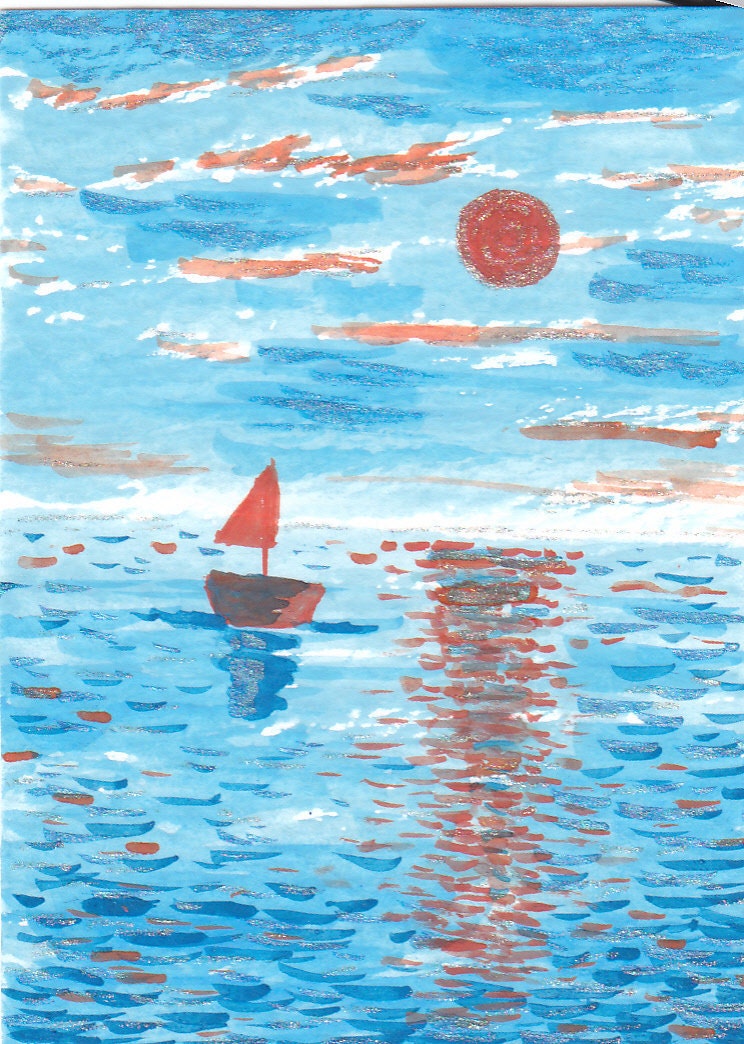 The sea, ACEO, original watercolor