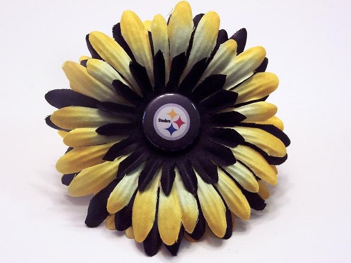 NFL Pittsburgh Steelers INSPIRED Daisy Flower Hair Clip Black Yellow