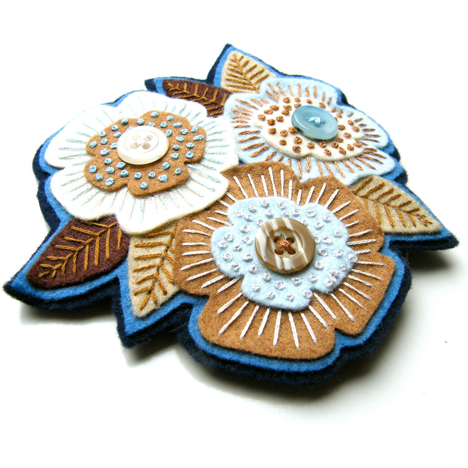 LARA comb / fascinator - felt with hand embroidery