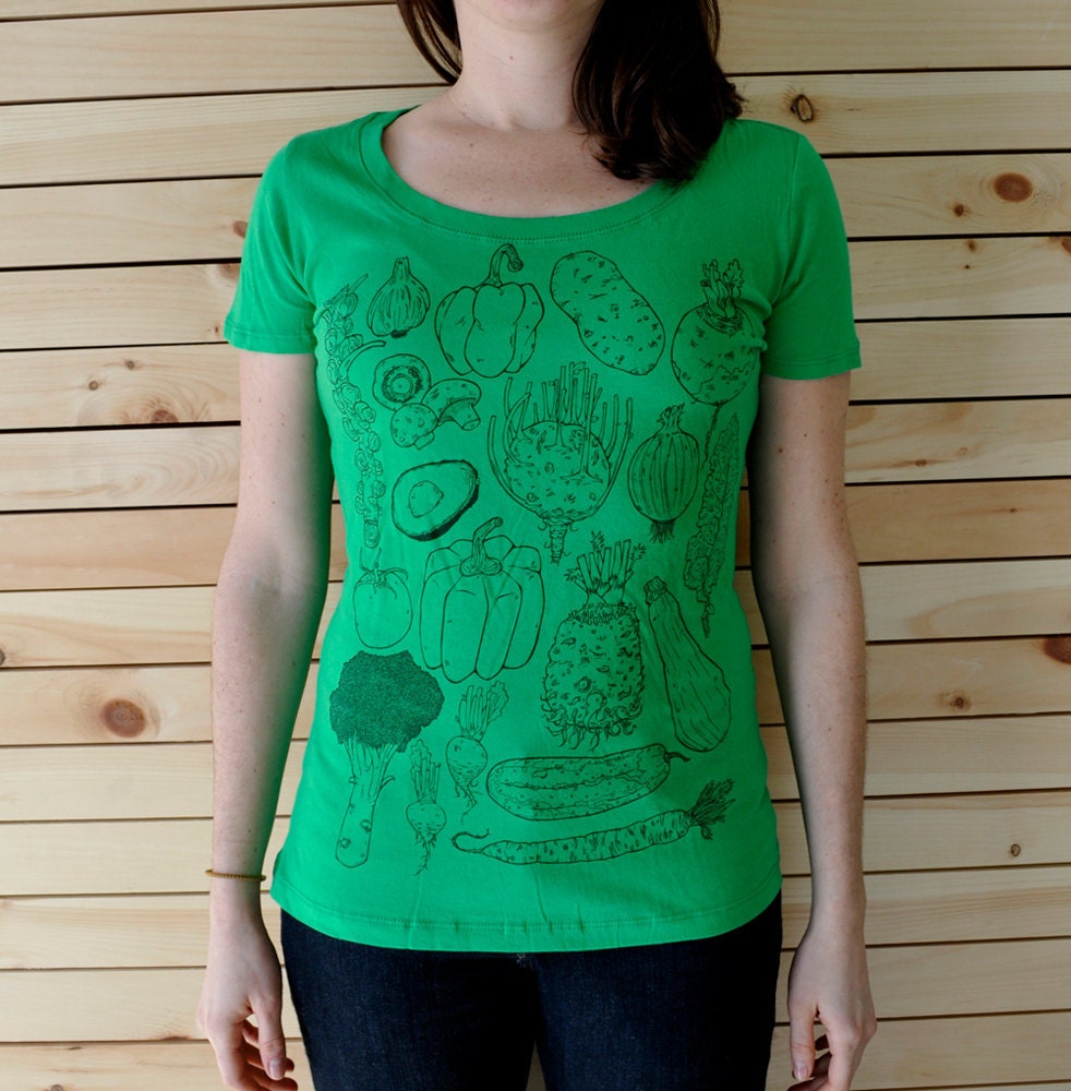 Womens Vegetable Tee / Scoop Neck on Green