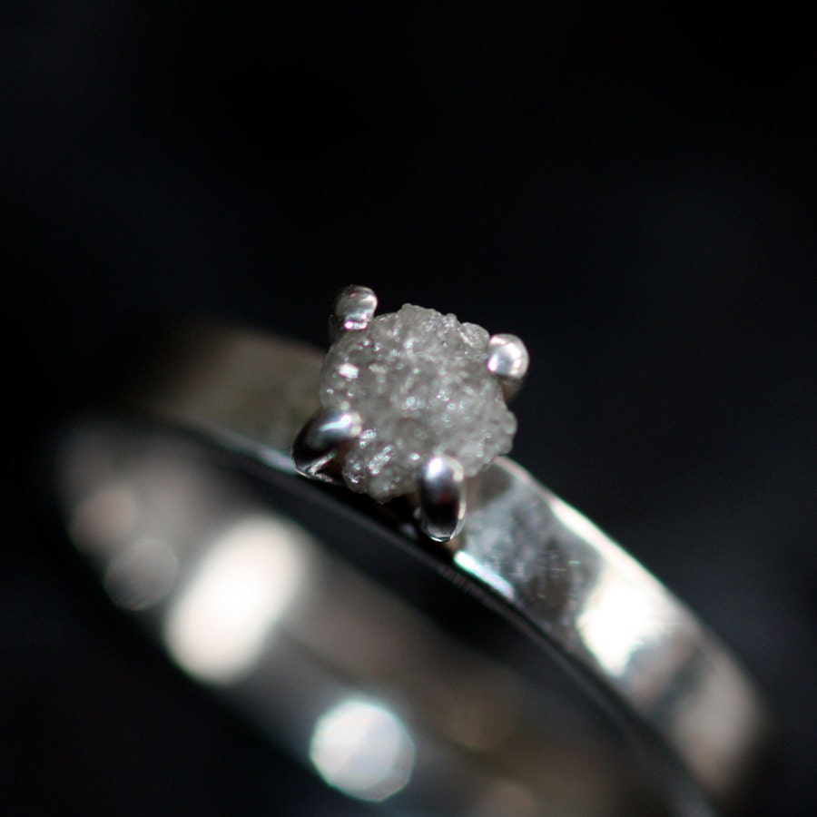 Rough Diamond Prong Set Ring Ethical Materials