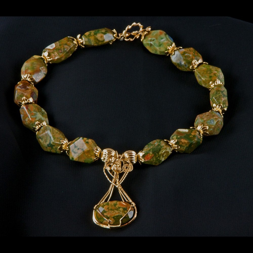 Rainforest Jasper Necklace and Earrings