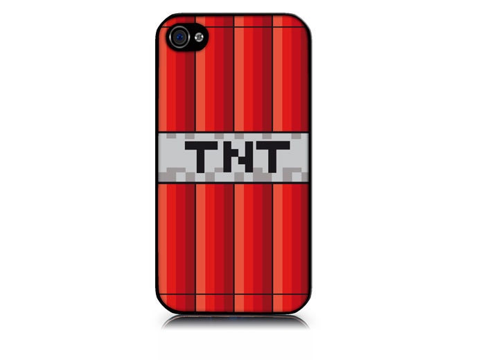 iPhone 4 or 4S full color hard case includes screen protector and cleaning cloth Minecraft TNT Design. Available in black or white