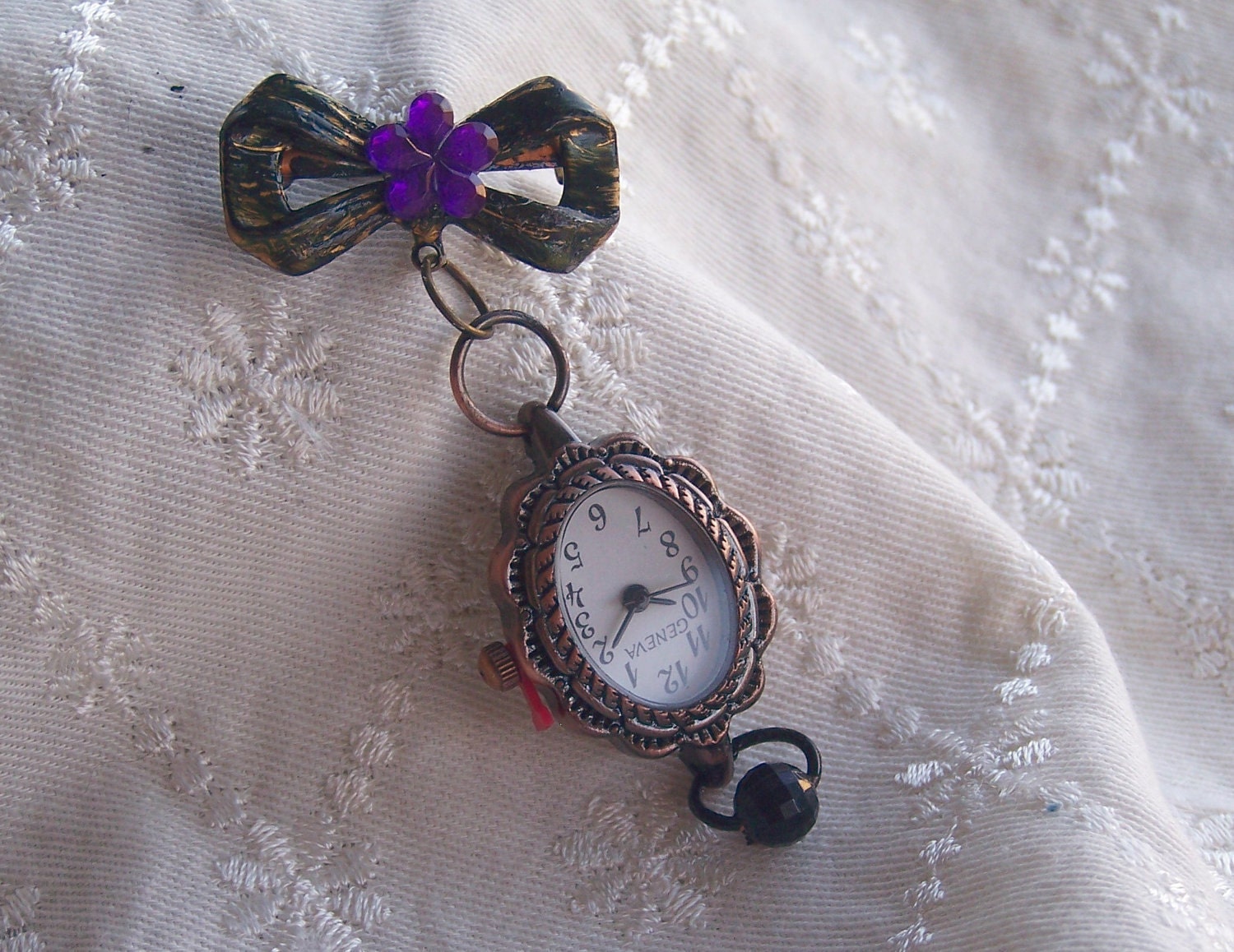 Victorian Edwardian style watch brooch - upside down