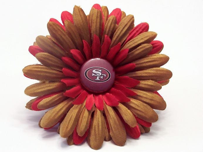 NFL San Francisco 49ers INSPIRED Daisy Flower Hair Clip Red Gold