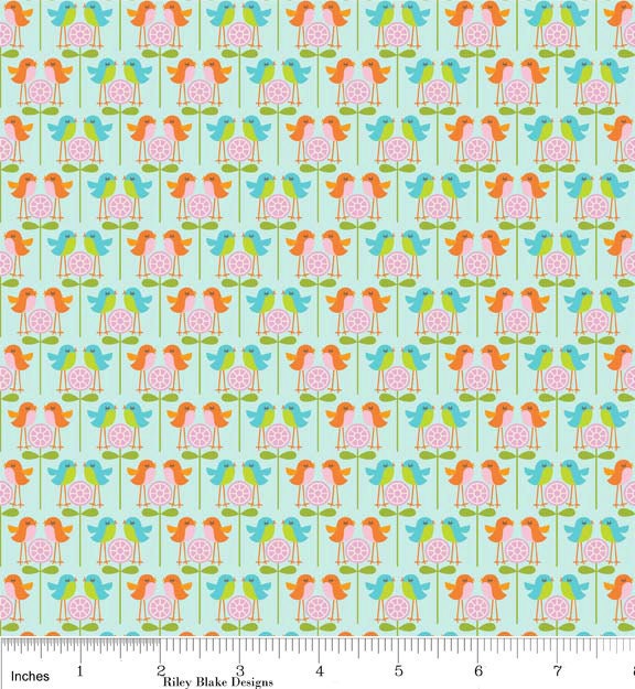 1 Fat Quarter  Happier Birds Blue by Deena Rutter Riley Blake Designer Fabric