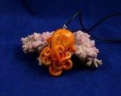 Orange Octopus Necklace - Polymer Clay Fashion Jewelry