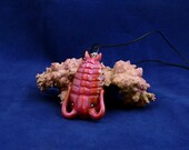 Red Iridescent Trilobite Necklace- Handmade Fossil Inspired Jewelry
