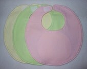 Baby bib, four soft layers, reversible, three pack, solid colors