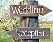 2 Rustic Wedding Signs, Wood Wedding Signs, Custom Wedding Signs, Reception signs, Vintage Wedding Signs, Shabby Chic Wedding Signs