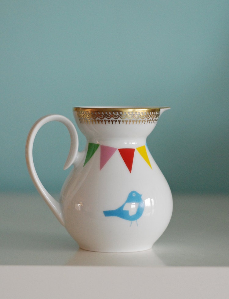 SALE Lovebirds and bunting pitcher