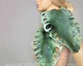 REDUCED Felted Scarf Wool Silk Art shredded scarf nunofelting Sage Pale Olive Green