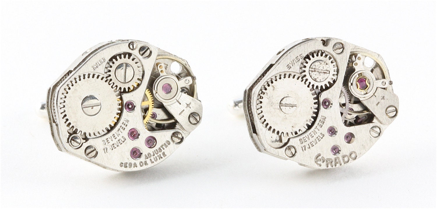 Handmade Industrial Steampunk Sterling Silver Cuff Links