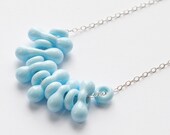 bits & bobs necklace - pastel blue coloured glass beads on sterling silver plated chain