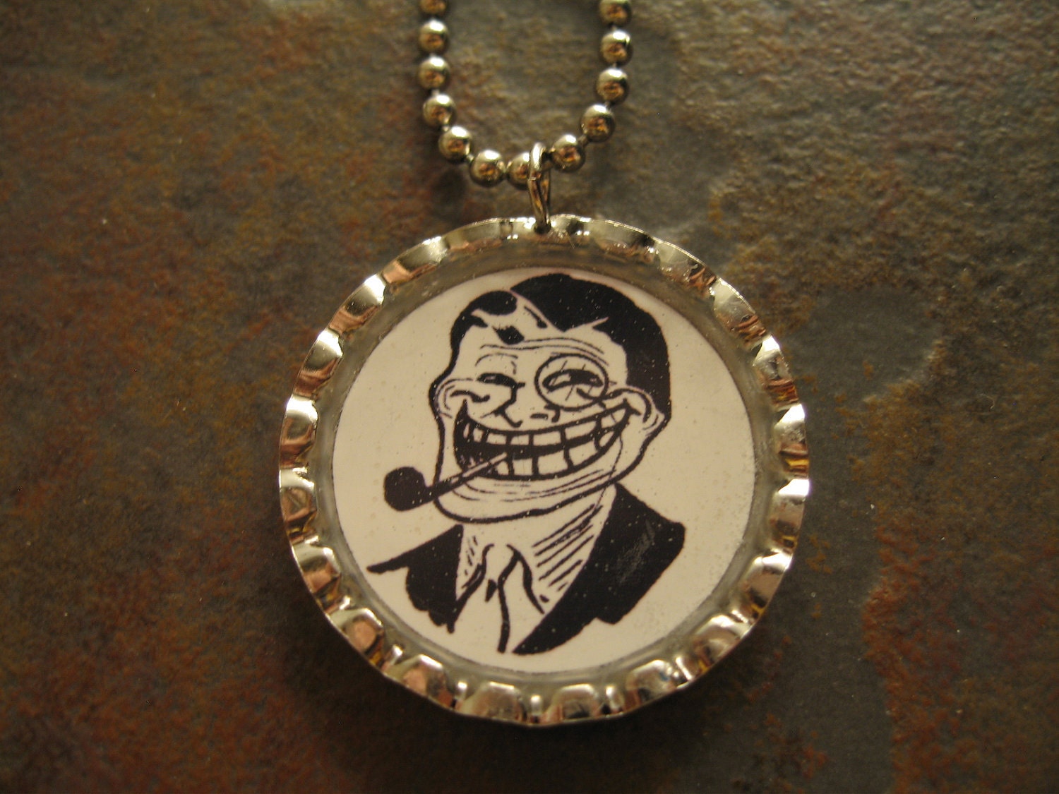 Troll Dad Meme Bottle Cap Resin Pendant