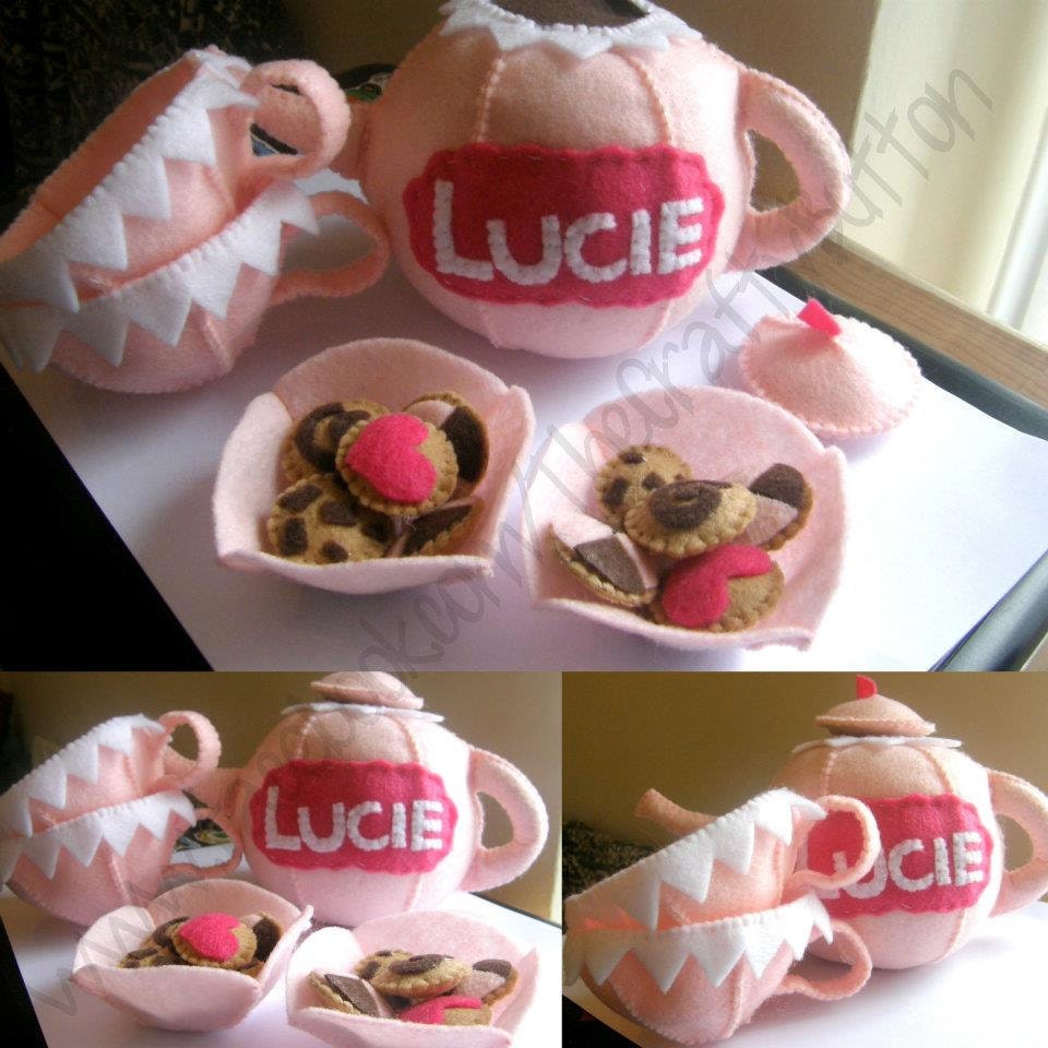 Personalized Tea Party Set - Teapot,teacups,bowls and cookies