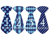 Baby Month Stickers Boy Monthly Onesie Stickers Blue Light Blue Argyle Preppy Tie Onesie Month Stickers Baby Shower Gift Photo Prop Sion