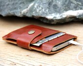 Mini brance brown leather iphone wallet case