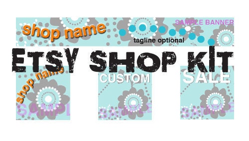 ETSY Shop Banner and Avatar set prefabulous ADD custom name