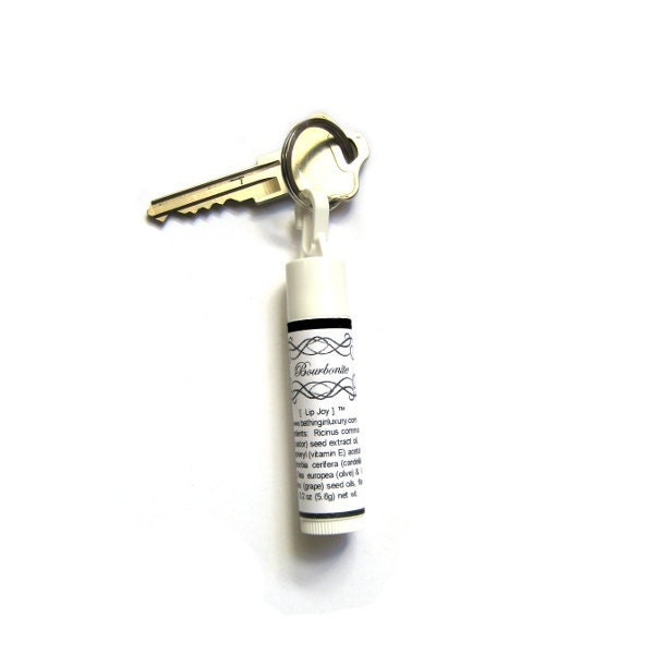Bourbonite Lip Balm Key Ring for Men / Women- Bourbon Whiskey Chocolate Banana Hay Tobacco etc NOTESLTD production - made from scratch by me