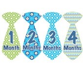 Baby Month Stickers Baby Boy Monthly Onesie Stickers Blue Green Plaid Preppy Boy Tie Month Stickers Baby Shower Gift Photo Prop Emmett