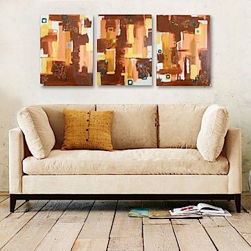 TAPESTRY original abstract modern paintings - gallery fine art - contemporary interior design - ooak home wall decor - brown copper