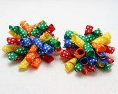Hair Bows Korkers - Set of Two Rainbow Colors with Polka Dots- Pigtails- No Slip