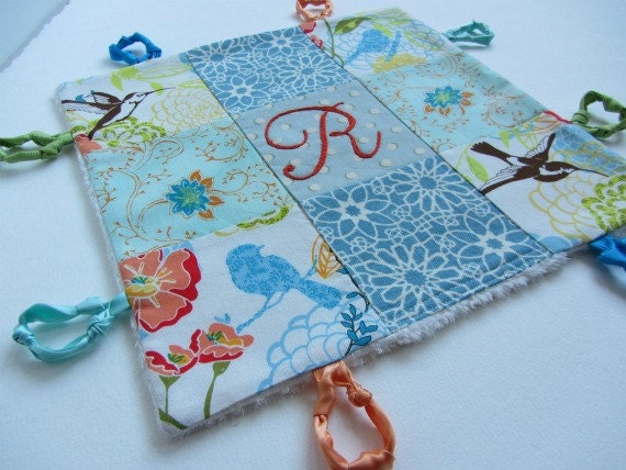 Baby Lovey Blanket with Custom Hand Embroidery  by Dolce Dreams