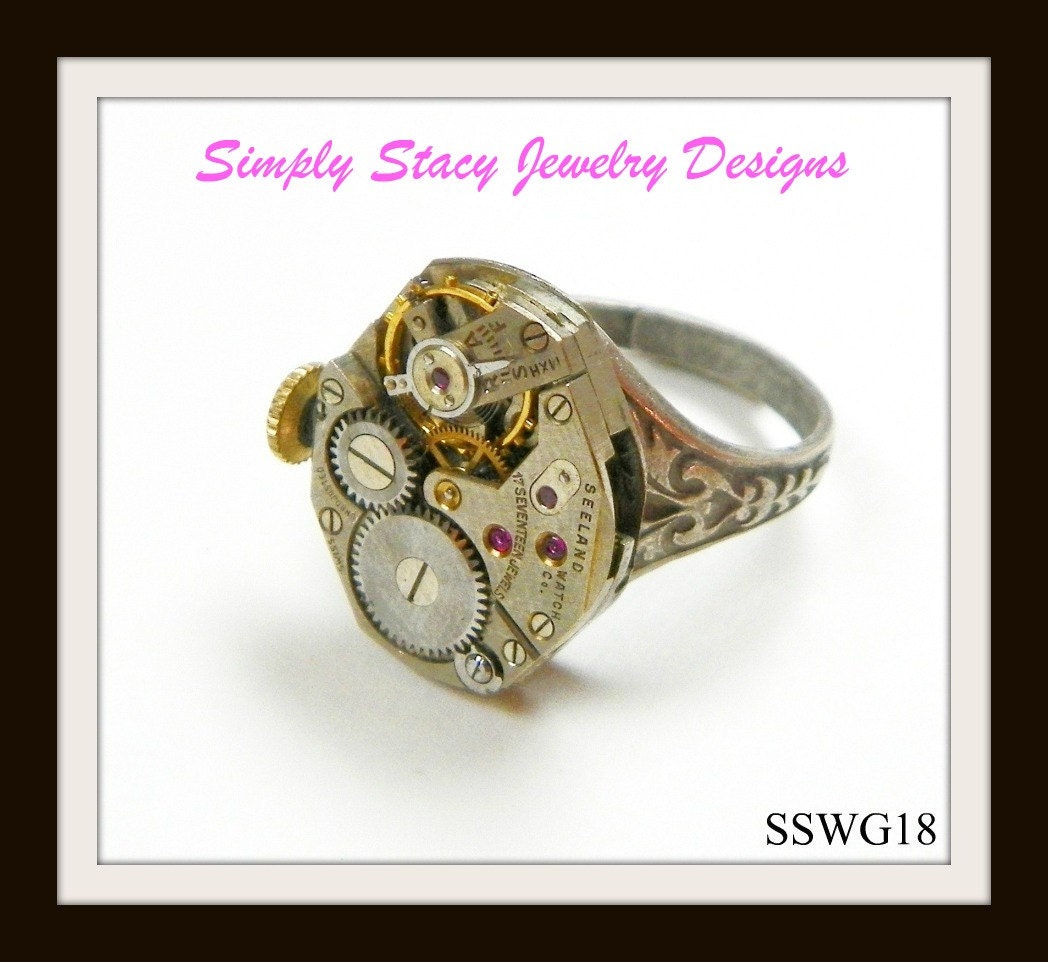 Seeland 17 Jewels Watch Guts Ring - Steampunk - SSWG18
