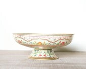 Vintage Floral Pedestal Bowl, Compote or Candy Dish