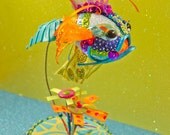 Black Eyed Peace Koi Goldfish Ornament Sculpture