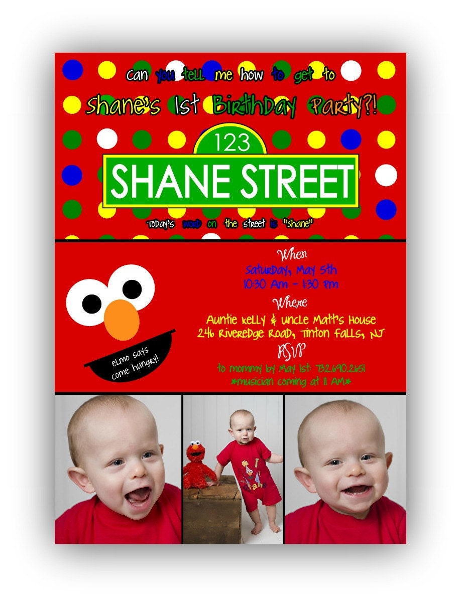 Sesame Street Elmo Inspired Birthday Party Invitation for your Birthday Boy - Digital File Il_170x135