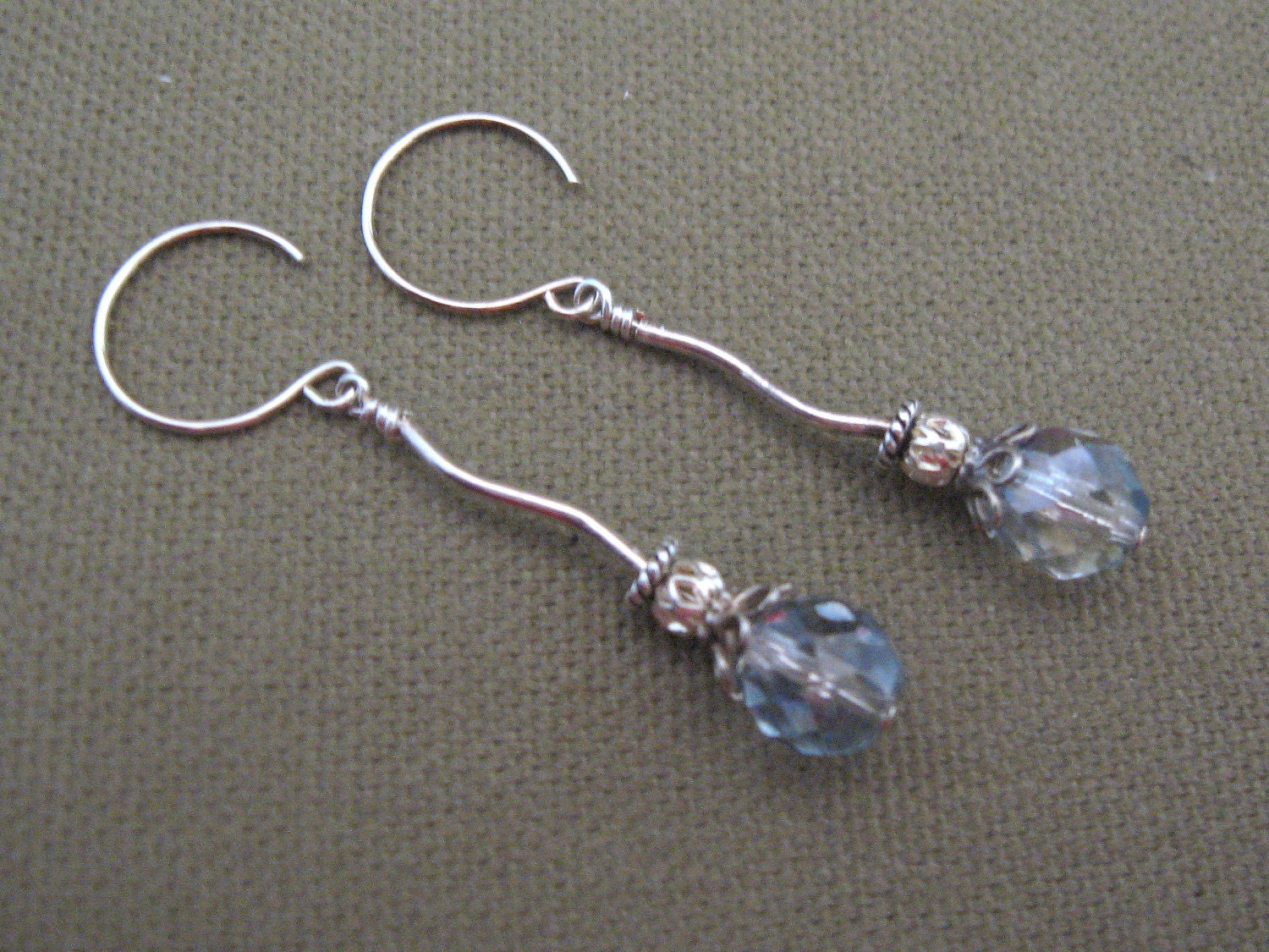 Aquamarine Crystal Sterling  Earrings