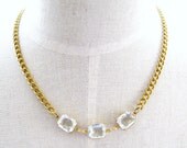 Vintage Clear Rhinestone Special Occasion Statement Necklace - The Anais