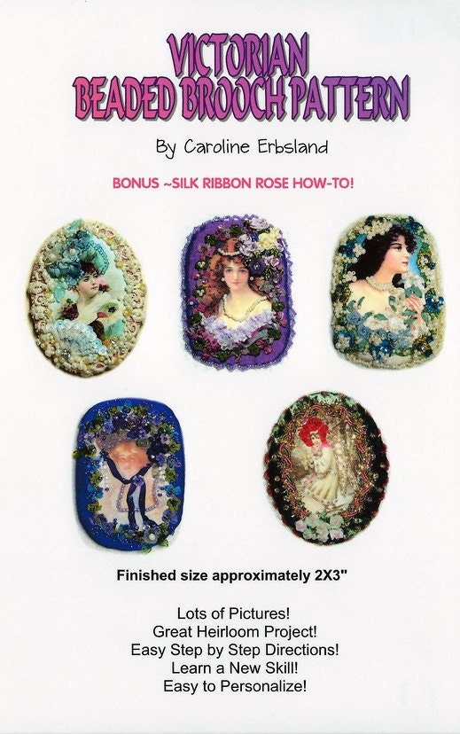 Victorian Beaded Brooch PATTERN By Caroline Erbsland Signed