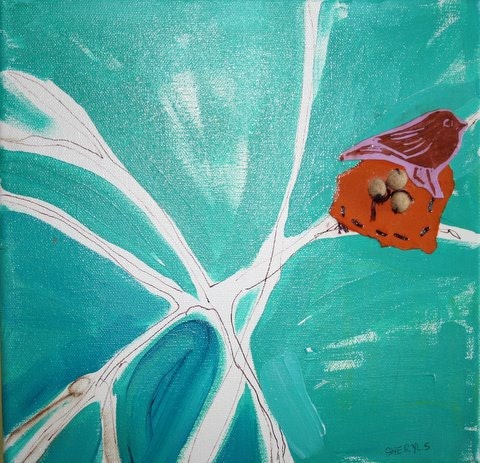 Teal with Nest 10x10