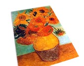 4x6 Glossy Sunflowers Print, Vincent Van Gogh Bright Yellow & Orange Frameable Print