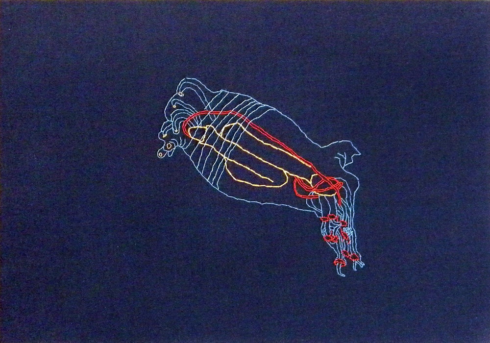 Hand Embroidered Deep Sea Cucumber Original Textile Art