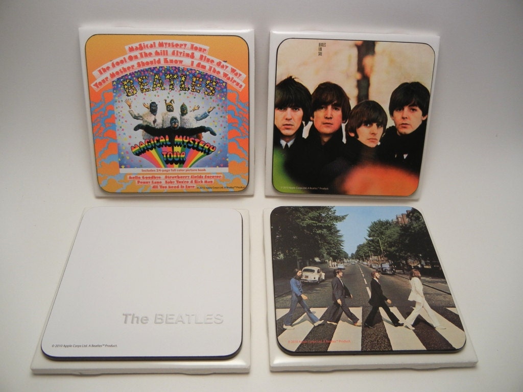 THE BEATLES  - Set of Four Drink Coasters (Abbey Road, Magical Mystery Tour, Beatles For Sale, The White Album)