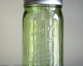 olive colored glass tinted mason jars- Vintage Olive